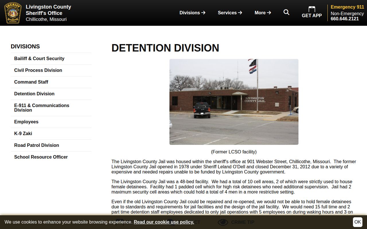 Former Livingston County Jail closure and historical release records