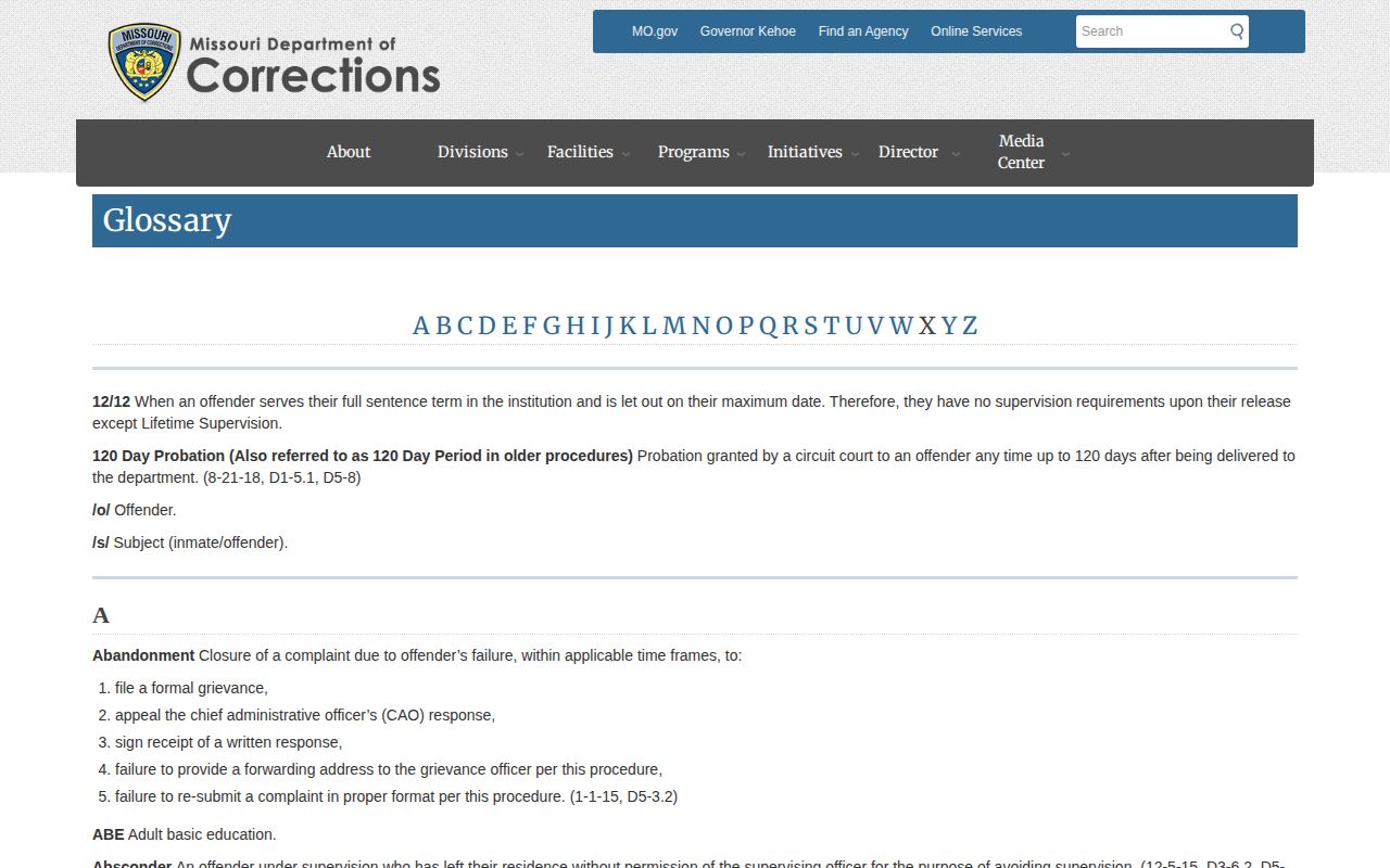 Missouri DOC minimum and maximum release definitions used for Livingston County release dates